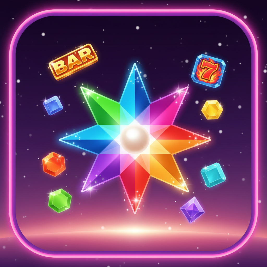 Starburst slot machine by NetEnt featuring colourful cosmic gem symbols on a deep space background