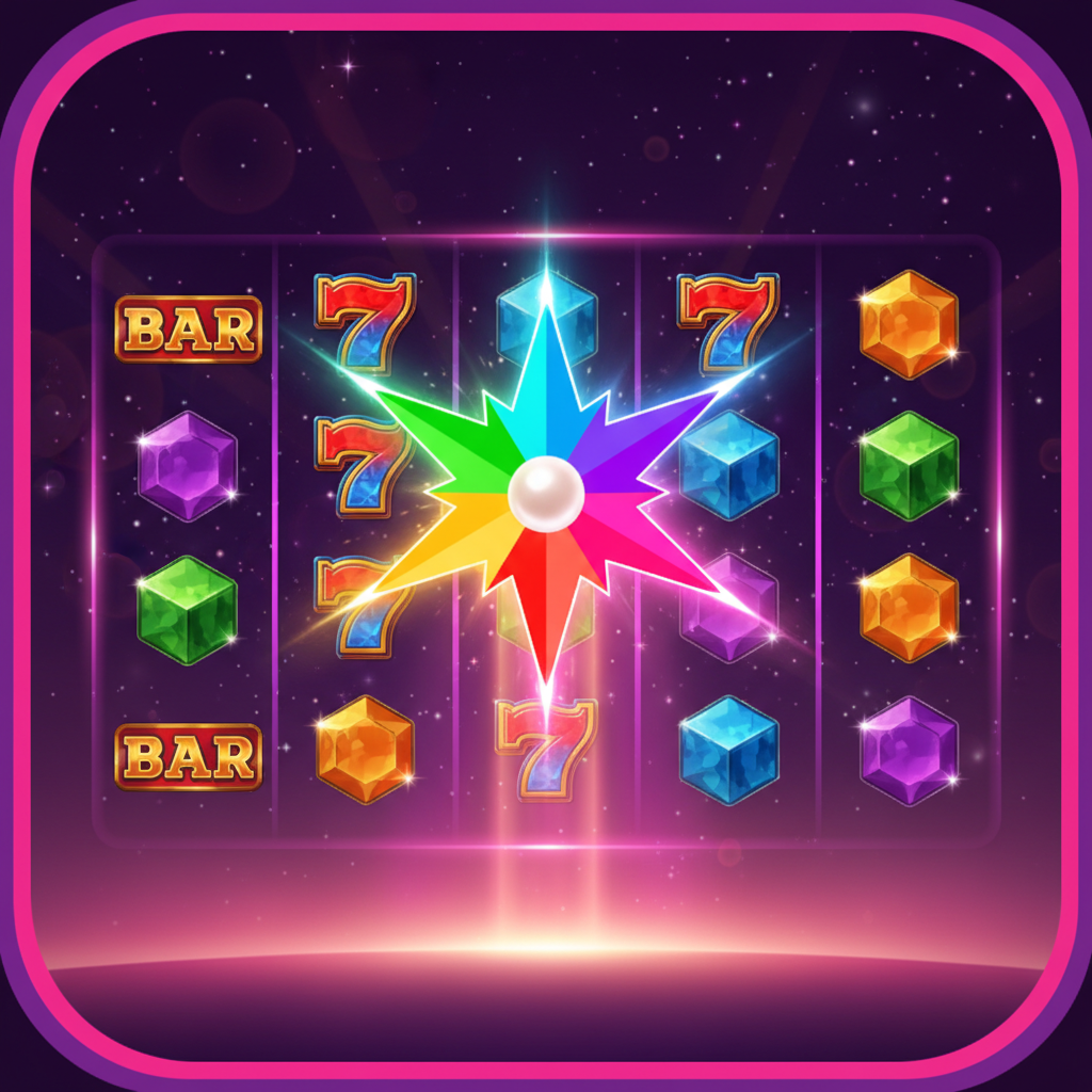 Starburst Wild symbol — multicoloured eight-pointed star expanding to cover an entire reel on reels 2, 3 and 4